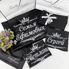 Постельное бельё из сатина "Серебро на чёрном"